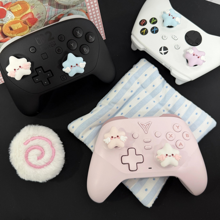 Bandai Joystick-Kappen mit Sternflügel-Design aus weichem Silikon für Nintendo Switch OLED und PlayStation 5 Controller, Multicolour - Bild 3