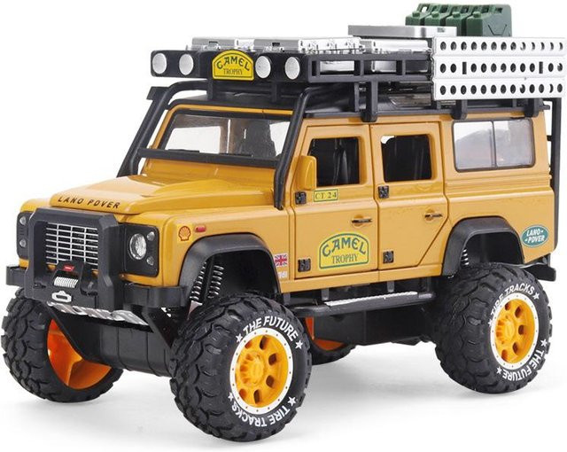 Linyi toy car Land Rover Defender Camel Trophy Modellauto, 1:28, Metall, mit Licht und Sound, ab 14 Jahren - Bild 1