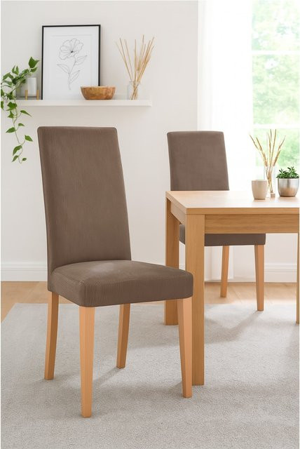 Möbel direkt online Esszimmerstuhl Stella Set aus Massivholz in Braun mit Stoffbezug - Bild 1