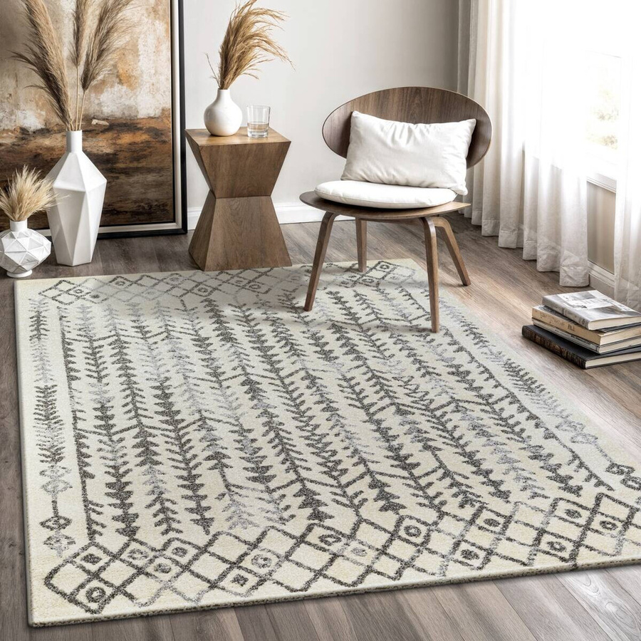 Sanat Teppich Creme in Boho-Design mit geometrischem Muster, pflegeleicht und fußbodenheizunggeeignet, Breite: 200 cm, Tiefe: 80 cm - Bild 3