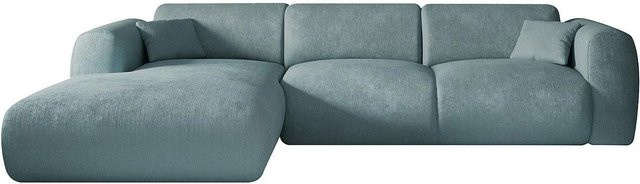 Maison Céphy Ecksofa Pogni in Blau mit Samt-Bezug ohne Schlafmöglichkeit - Bild 1