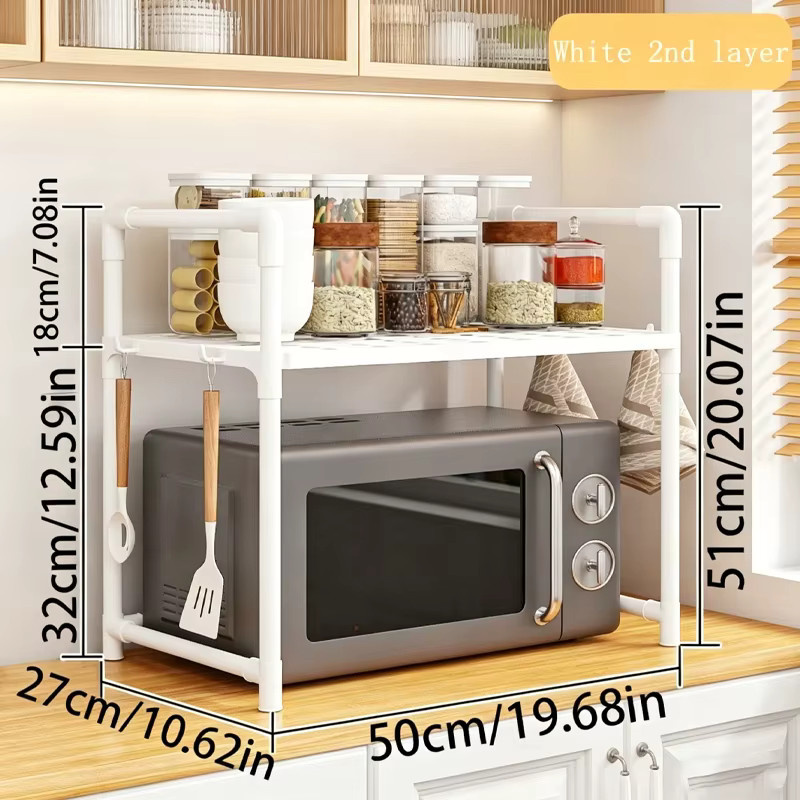 Gorenje Mehrzweck-Aufbewahrungsregal für die Küche in Weiß aus Metall mit Haken - Bild 2