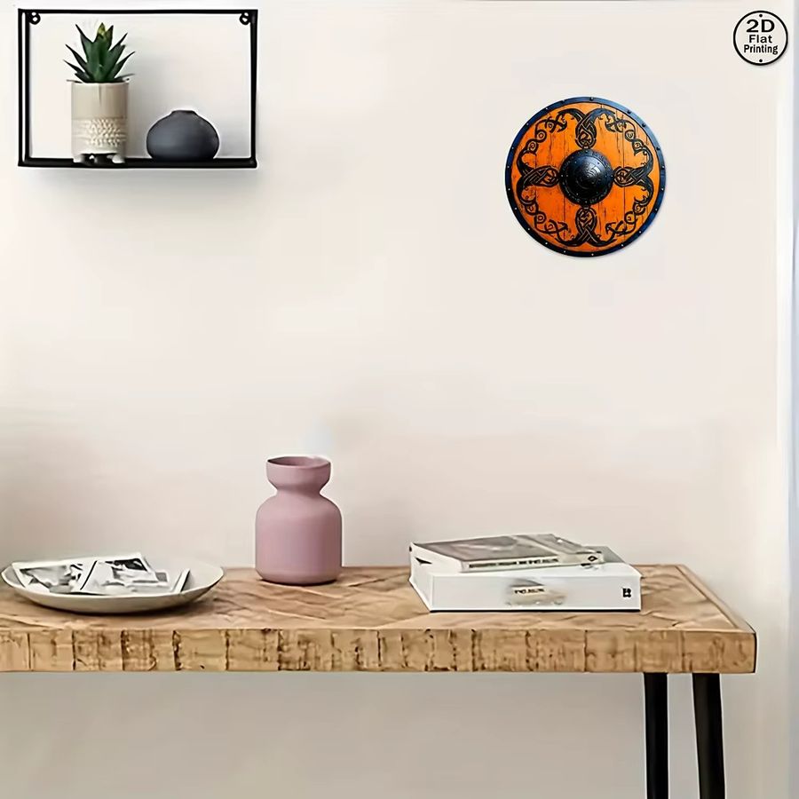 Potdemiel Metallschild Viking Orange Shield mit keltischem Muster, rund, Durchmesser: 20,32 cm - Bild 6