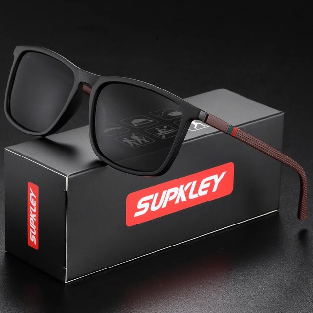 Supkley Sportsonnenbrille, quadratisch, Vollrand, Kunststoff, schwarz, Herren - Bild 1