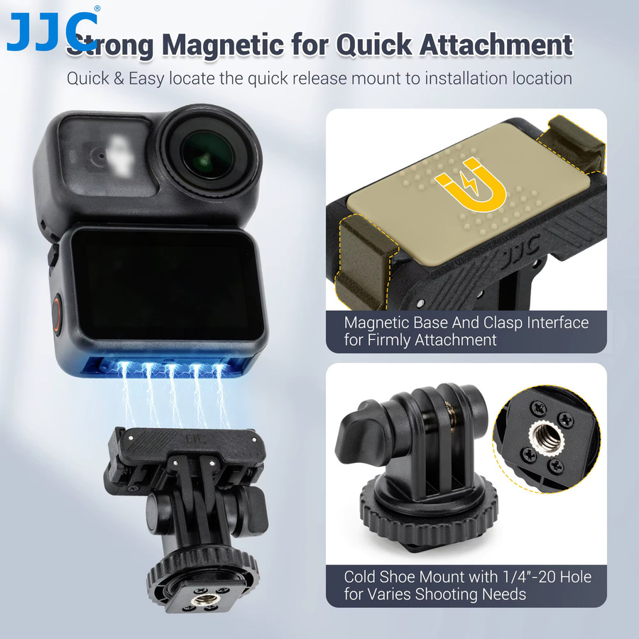 JJC Osmo Nano Magnetischer Schnellwechseladapter für DJI Osmo Nano Action 6 in Schwarz mit Klappklauen - Bild 3