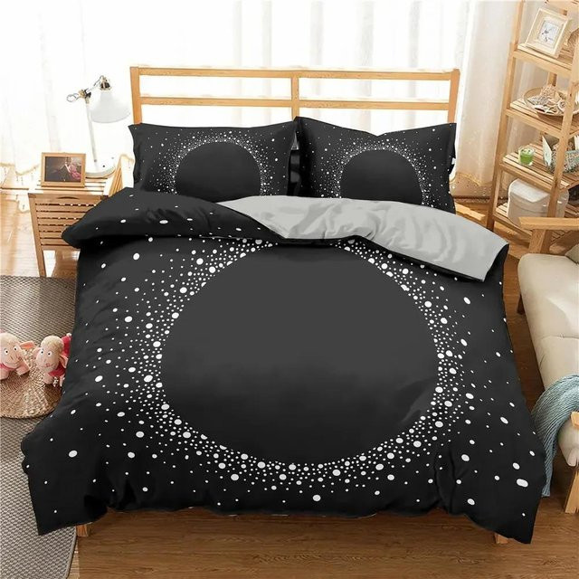 Binchi Outdoor Product Bettwäscheset Sternenhimmel Galaxie aus Mikrofaser, Farbe: Schwarz, B/H: 140 x 210 cm - Bild 1