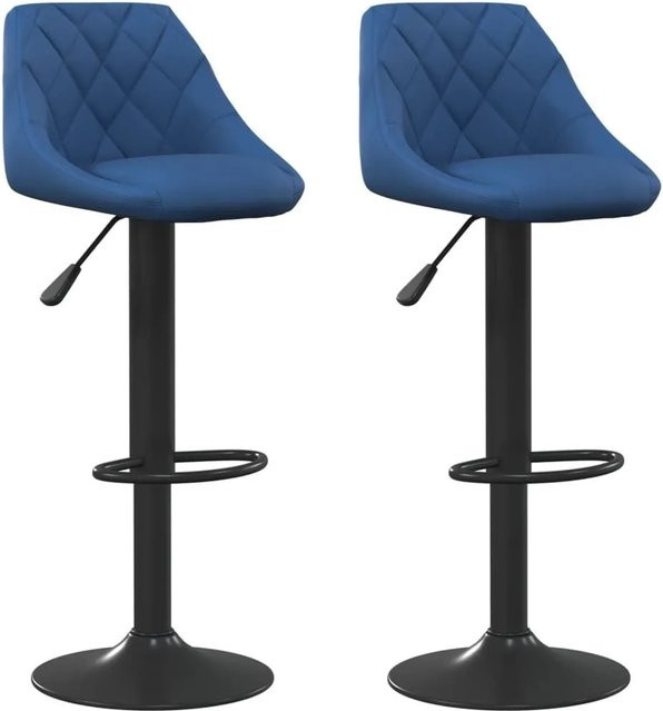 DELUKE Barhocker DUKE 2er Set, höhenverstellbare Barstühle aus blauem Samt mit 360 Grad Drehsitz und Stahlgestell - Bild 1