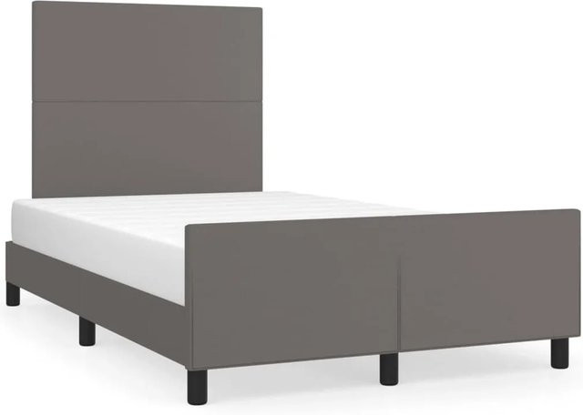 vidaXL Bettgestell mit Kopfteil aus Kunstleder in Grau, B/T/H: 120 x 200 x 128 cm - Bild 1