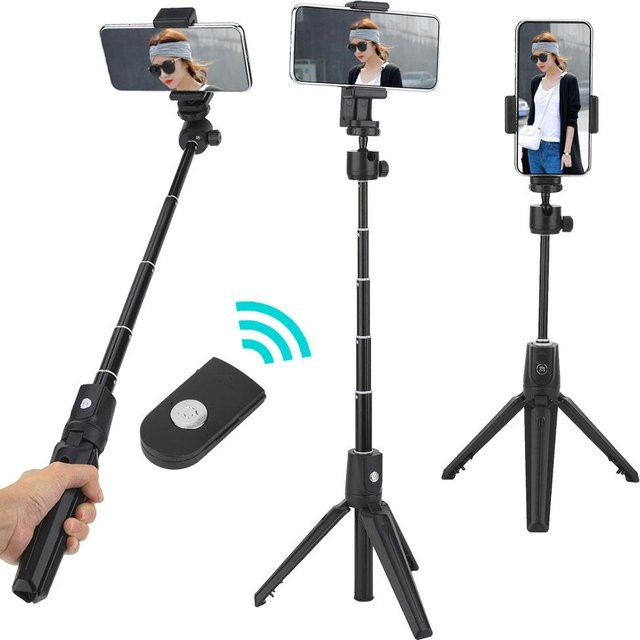 DIYelecs 2 in 1 Selfie-Stick Stativständer mit Bluetooth-Fernbedienung für Android und iOS in Weiß - Bild 1