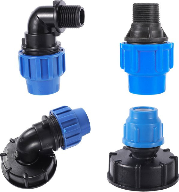 Adhere To Fly IBC-Wassertankanschluss mit Reduzieradapter für PE-Rohre und Gewinde 1/2 Zoll, 3/4 Zoll, 1 Zoll sowie 20 mm - Bild 1