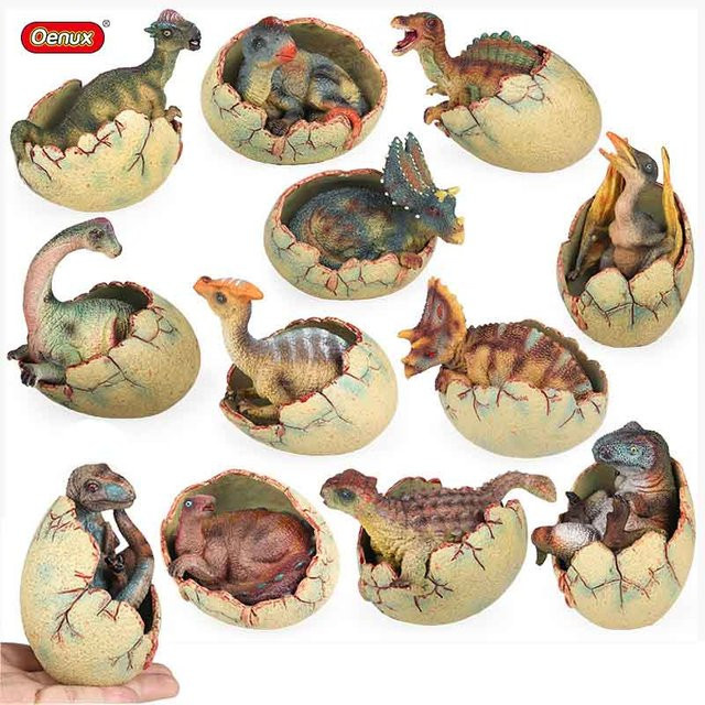 Oenux Dinosaurier-Ei-Modell mit T-Rex, Spinosaurus, Velociraptor und Pterosaurier Figuren-Statue, Kunststoff, Bunt / Mehrfarbig - Bild 1