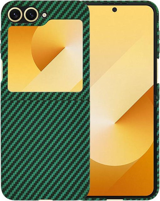 Techsuit Carbonite FiberShell Schutzhülle für Samsung Galaxy Z Flip7 FE F761 und Z Flip6 F741 in Grün - Bild 1