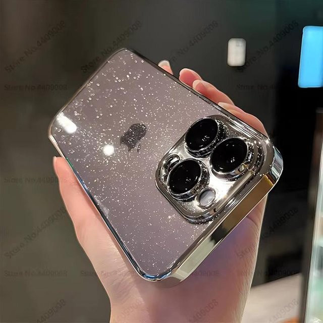 Transparente Glitzer Schutzhülle mit Bling-Effekt für Apple iPhone 12 13 14 15 16 Pro Max Plus Modelle - Bild 1