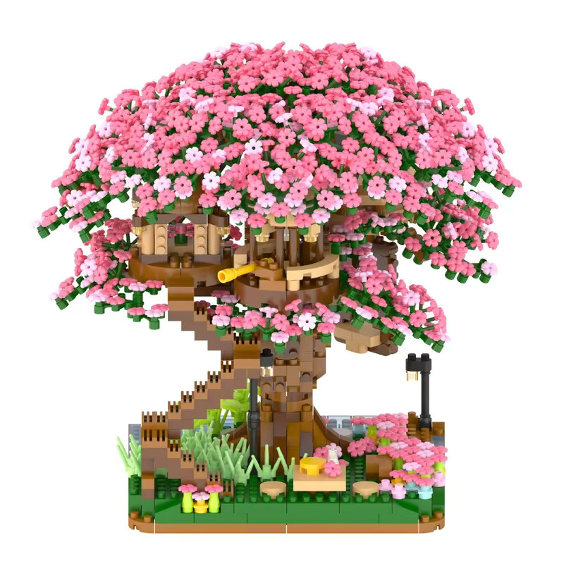 SIEZYOL Mädchen-Serie Kirschblüte Baumhaus Rosenstrauß Blumen, Bausteine Puzzle - Bild 2