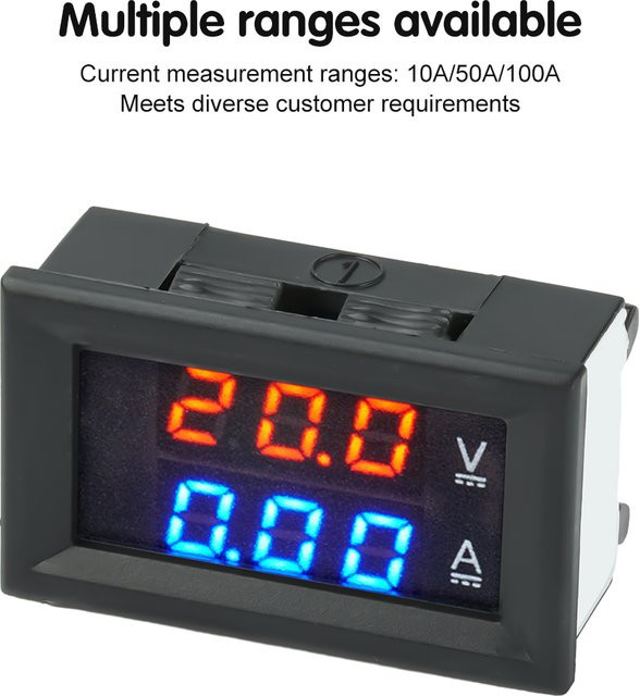 Aideepen Digitales LED Voltmeter und Amperemeter DC 0-300V in Schwarz zur Messung von Spannung und Strom für Auto und Motorrad H28UI5 - Bild 1
