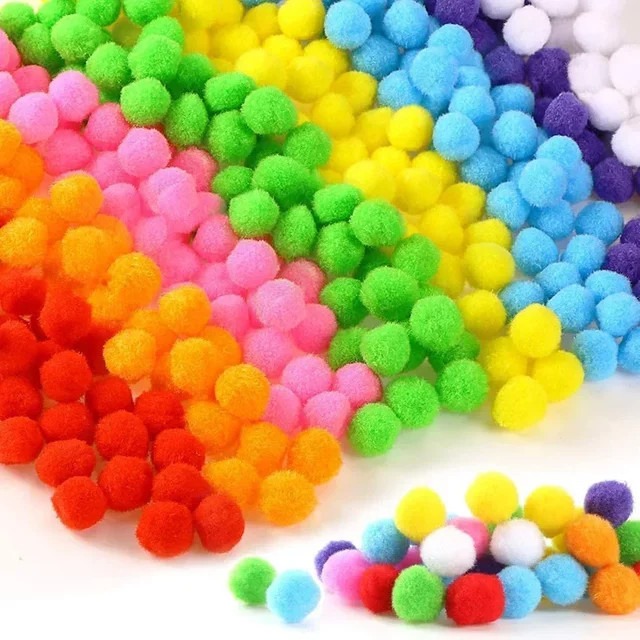 Mini flauschige weiche Pom Poms Pompoms Ball, Bastelspielzeuge, pink, multicolour - Bild 1