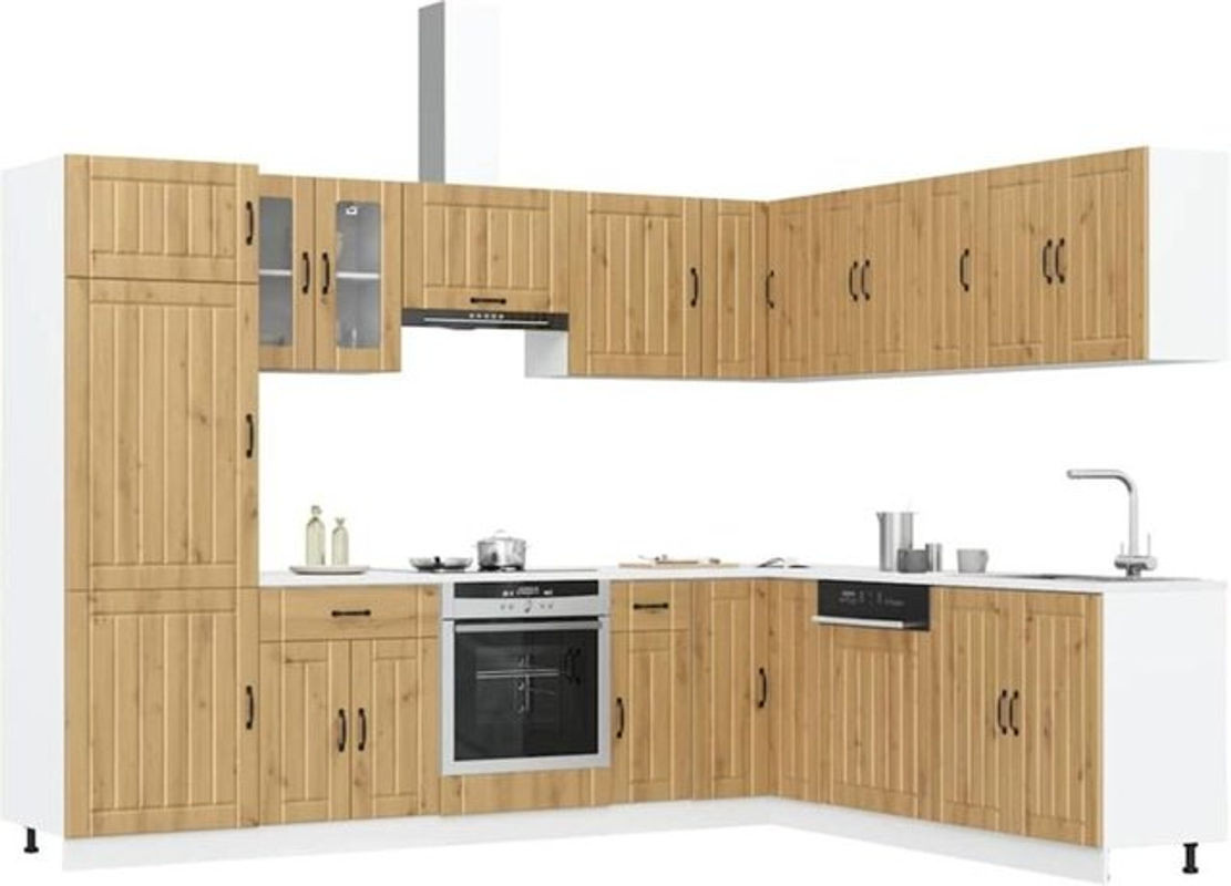 14-tlg. Küchenschrank-Set Lucca im Landhausstil von Vidaxl in Eiche Natur Braun - Bild 1