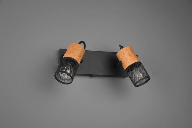 Trio 2er Wandspot Schwarz aus Metall und Holz mit verstellbarem Akzent für Wohnzimmer, Flur oder Schlafzimmer - Bild 1