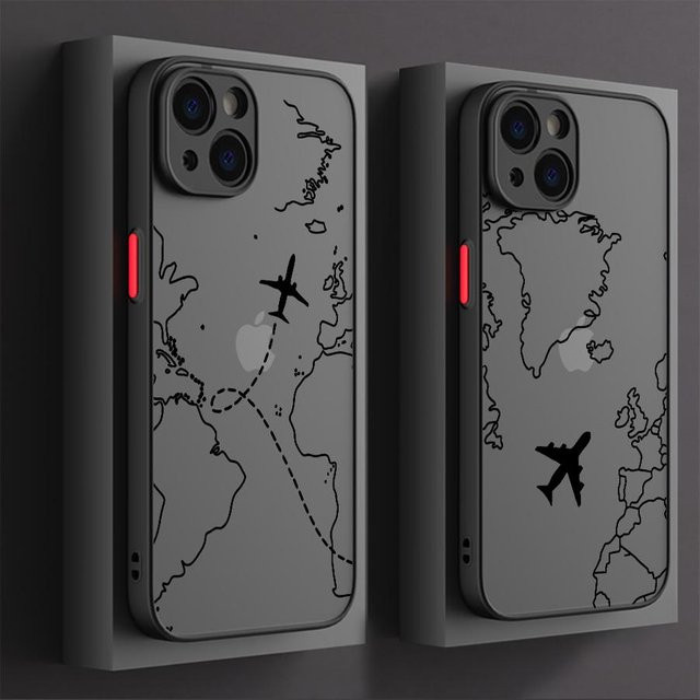 Stoßfeste Handyhülle mit Flugzeug-Linien-Design und topografischem Muster für iPhone Modelle von 7 bis 17 Pro Max in Grau von jamular - Bild 1