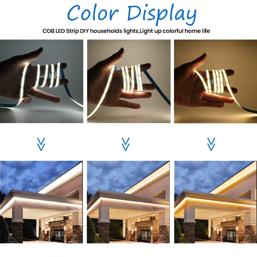 XUNATA COB LED-Streifenlicht 12V Flexibles lineares Licht mit hoher LED-Dichte in Weiß Warm Natur - Bild 4