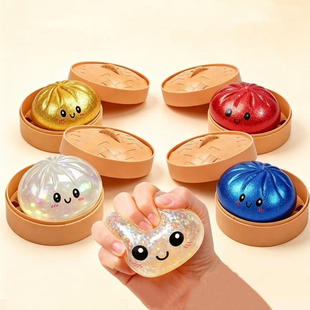 Meade Glitzernde Weiche Simulierte Brötchen-Fidget-Spielzeuge, white - Bild 1