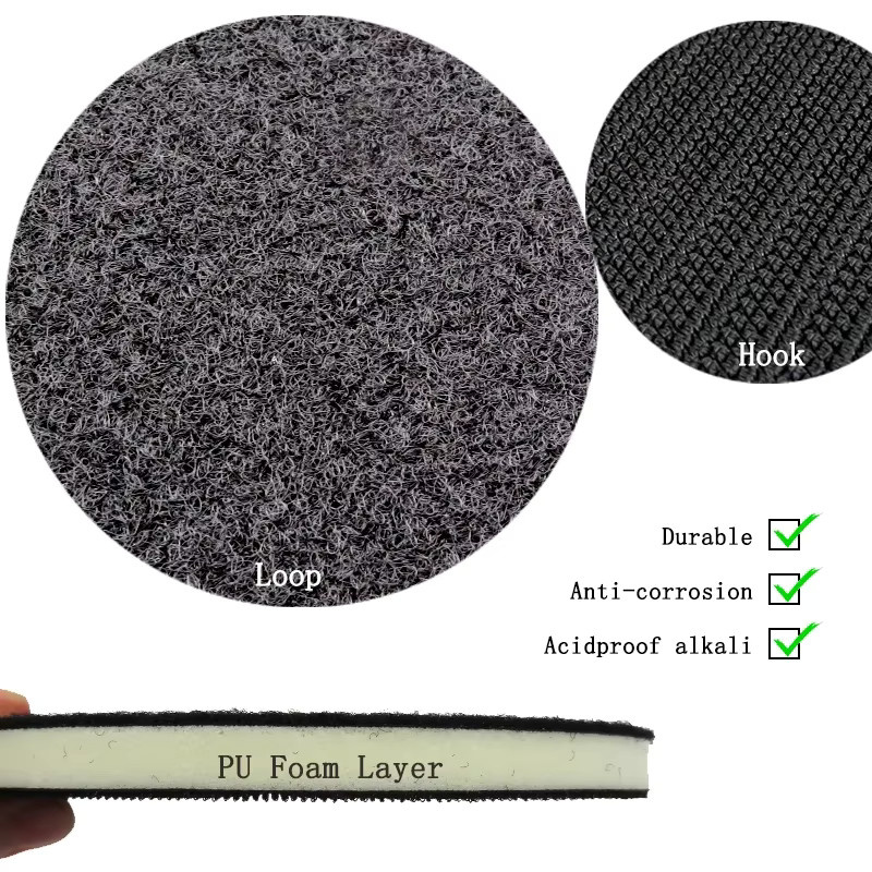 Vibratite 7-Loch-PU-Schaum-Schnittstellenpad für Klett-Schleifscheiben und Exzenterschleifer, Durchmesser: 150 mm, Schwarz - Bild 2