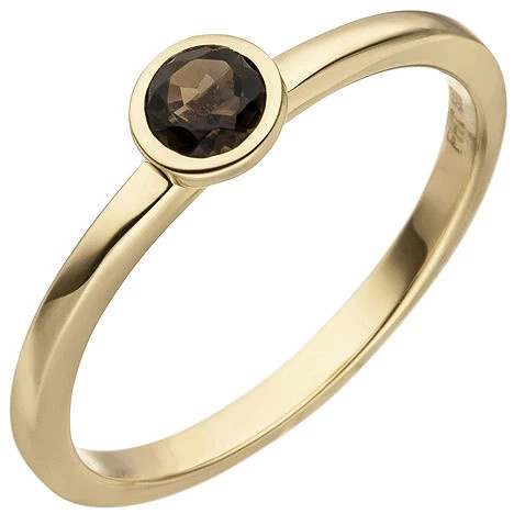 Colfem Ring 585 Gelbgold, Rauchquarz, Damen, Ringgröße 52 - Bild 1