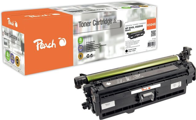Peach HP 504 XBK Toner XL Schwarz (wiederaufbereitet) für HP Color LaserJet CM 3500 und HP Color LaserJet CM 3530 FS MFP - Bild 1