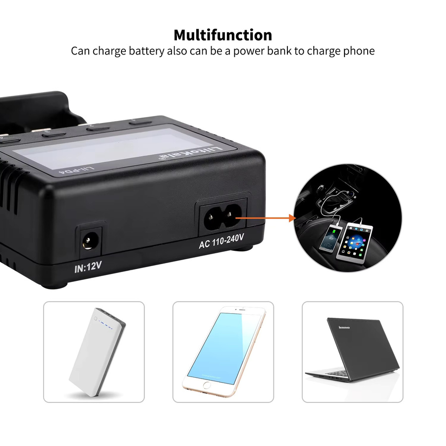 LiitoKala Lii-PD4 Batterieladegerät in Schwarz für 18650 26650 21700 AA AAA Lithium und NiMH Batterien - Bild 4