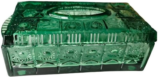 Spirit Dance Glas-Taschentuchbox Organizer in Grün und Transparent für Arbeitsplatten - Bild 1