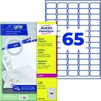 Avery Zweckform Adressetiketten ultragrip in Weiß für Laserprinter, Breite: 38,1 mm, Höhe: 21,2 mm - Bild 1