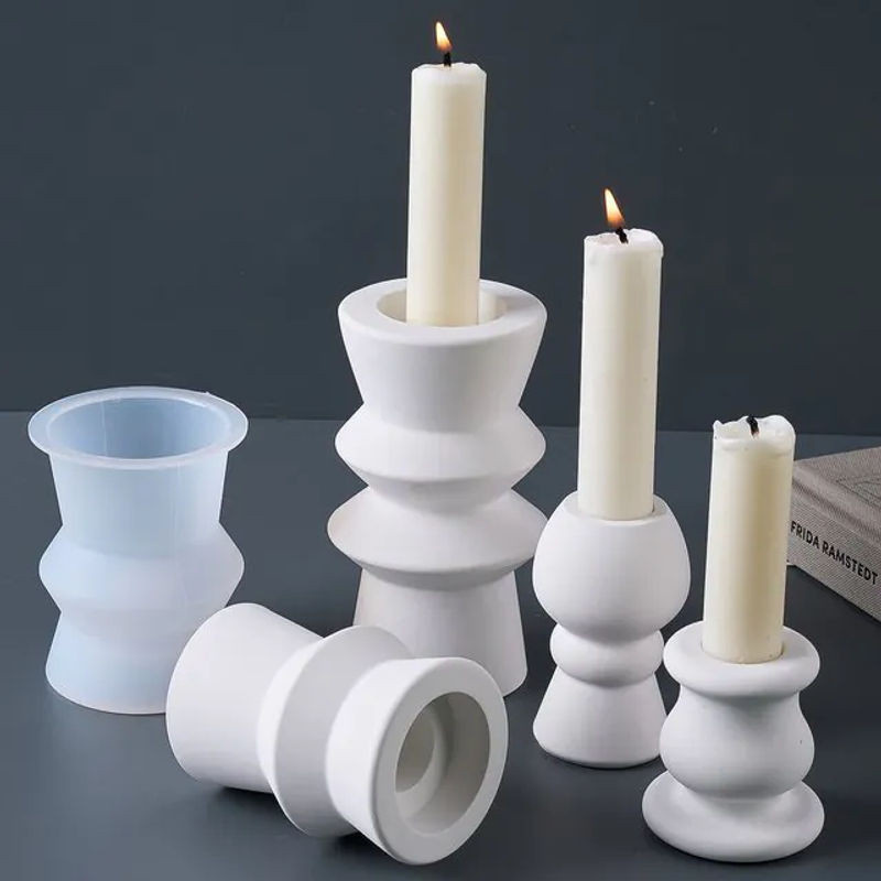UDOCOOL Silikonform für römische Säulen Kerzenhalter im Nordic Stil zur DIY Herstellung von Duftkerzen in Weiß - Bild 1