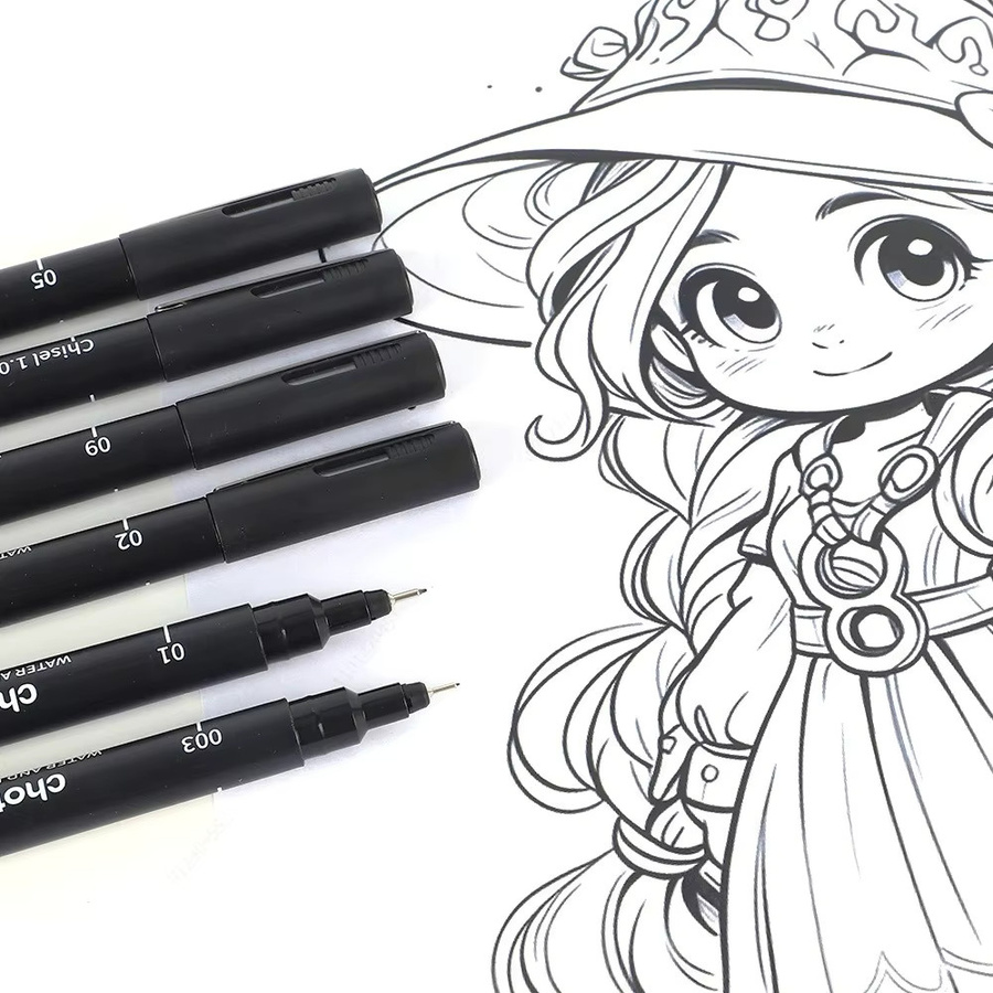 Kissbuty Fineliner Set in Schwarz mit 15 Größen, wasserfeste Archivtinte für Künstlerillustrationen, Skizzieren und Manga-Technikzeichnungen - Bild 3