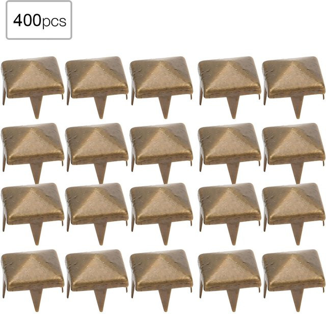Igeteck DIY Lederhandwerk Quadratische Spike Nieten Set aus Messing, 400 Stück, Silber und Bronze, Größe: 4 mm bis 7 mm - Bild 1