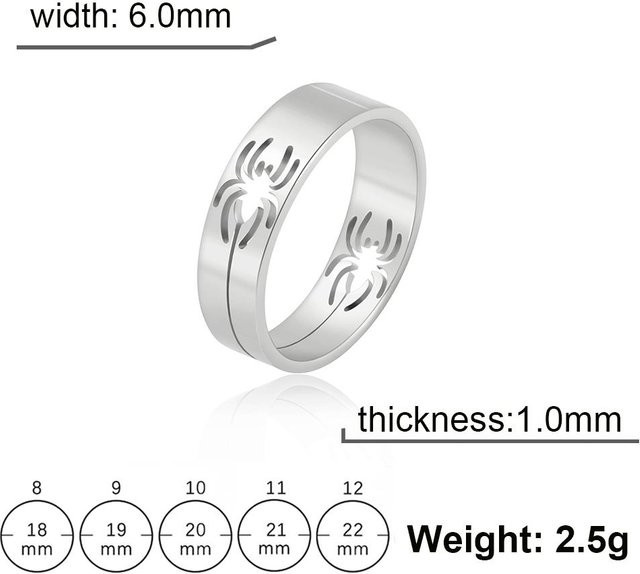 Spinnenring Edelstahl, Weiß, Unisex - Bild 1