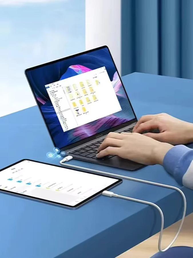 120W 10A Dual PD USB-C auf USB-C Schnellladegerät und Datenübertragungskabel in Weiß für Samsung, Xiaomi und Apple - Bild 4