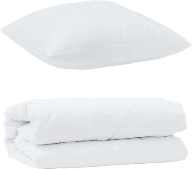 vidaXL Bettdecken-Set mit Kissen aus Mikrofaser, 2-teilig, Weiß, B/T/H: 200 x 140 x 2 cm - Bild 1