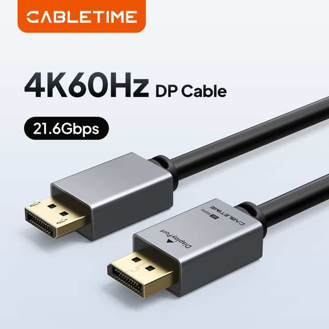 CABLETIME DisplayPort 1.2 Kabel für 4K 60Hz Audio-Video-Übertragung, Länge: 1,83 m - Bild 1