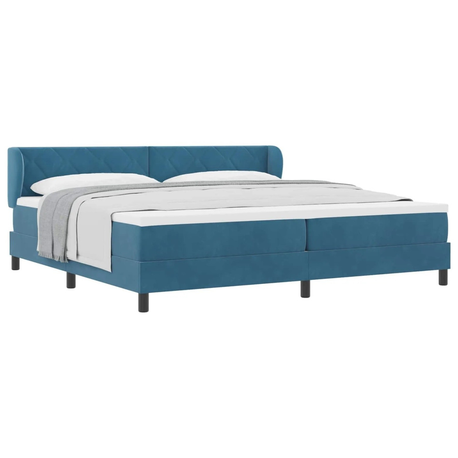 vidaXL Boxspringbett mit Matratze aus Samt in Dunkelblau, B/T/H: 200 x 200 x 24 cm - Bild 2