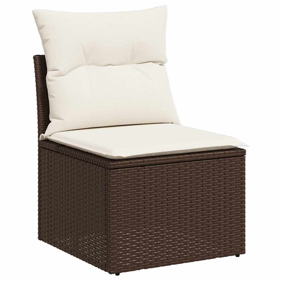 vidaXL 11-tlg. Garten-Sofagarnitur in U-Form aus Polyrattan mit Kissen, Braun - Bild 5