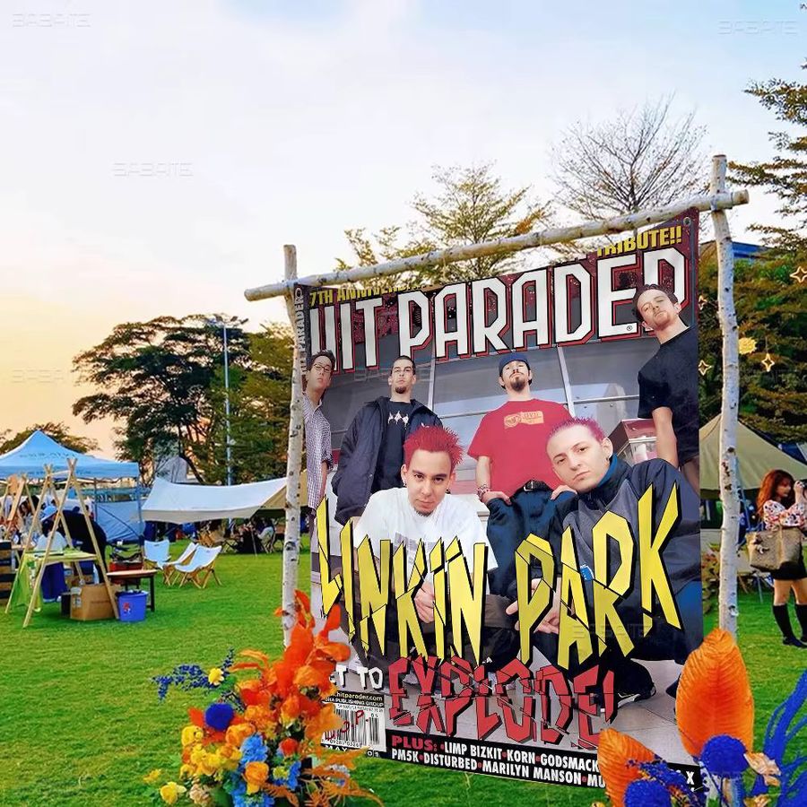 Potdemiel Camping-Flagge Band L-Linkin Cool P-Park mit künstlerischem Banner-Druck - Bild 5