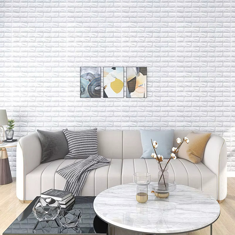 Selbstklebende 3D-Tapete aus XPE-Schaumstoff in Weiß, moderne Wandaufkleber für Wohnzimmer, Küche und Schlafzimmer - Bild 2