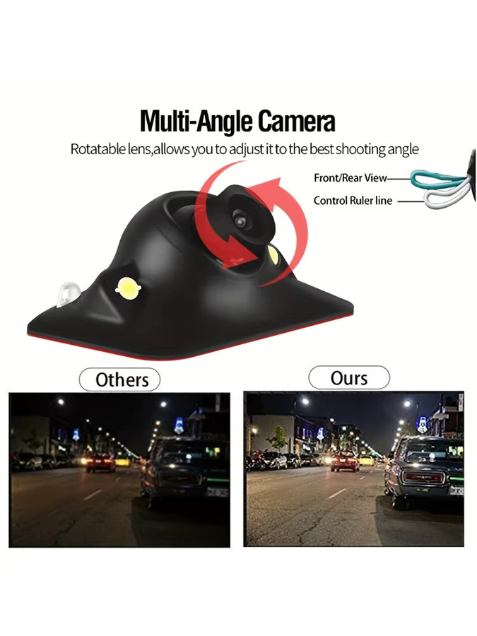 QueenDer 360 Grad rotierende Auto-Multifunktionskamera in Schwarz mit Nachtsicht, 2 LEDs, CCD und Weitwinkelobjektiv für CVBS-Displays - Bild 7