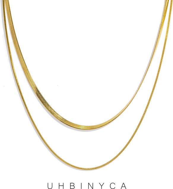 UHBINYCA Schlangenkette, Edelstahl, 18 Karat vergoldet, Damen - Bild 1