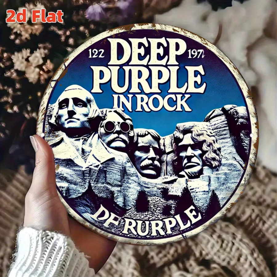 Potdemiel Metall-Wandkunst-Plakette Deep Purple Rock Vintage Design, B/H: 20,0 x 20,0 cm, Multicolour - Bild 5