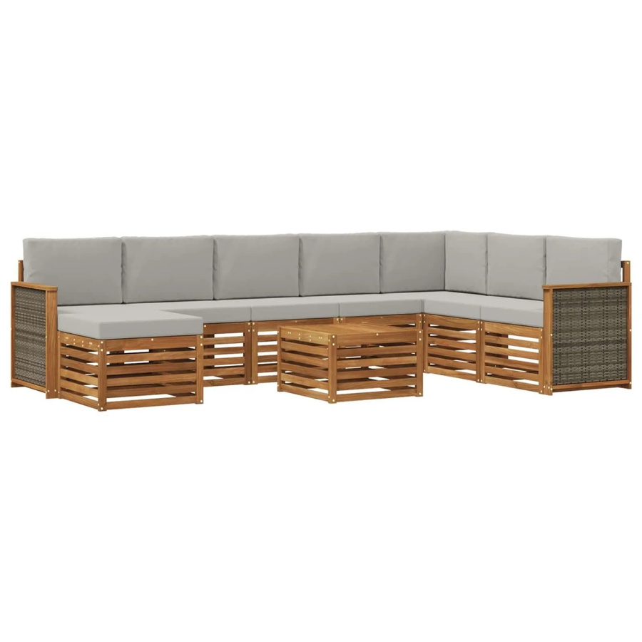 vidaXL Sofagarnitur aus Massivholz Akazie im modernen Latten-Design mit Armlehnen - Bild 2