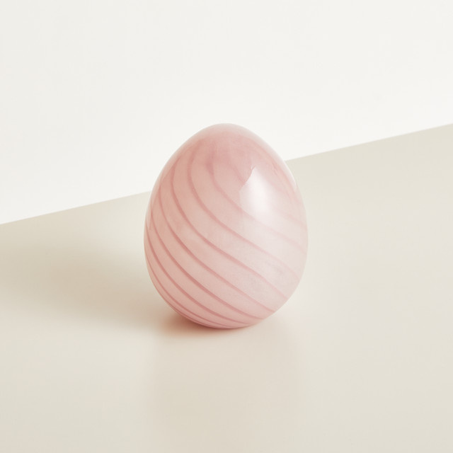 BLUME2000 Deko Glas Ei in Rosa Gestreift für deine Oster-Tischdeko - Bild 1