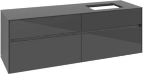 V&B Waschtischunterschrank Collaro in Grau Hochglanz mit Waschbecken rechts, B/T/H: 160 x 54,8 x 50 cm - Bild 1