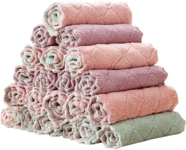 CosyHome Korallenfleece Handtücher in verschiedenen Farben, Saugfähige Putzlappen und Spülbeckenwischer, Weiß und Mehrfarbig - Bild 1