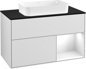 V&B Waschtischunterschrank Finion 100 mit Wandbeleuchtung in Weiß lackiert - Bild 1